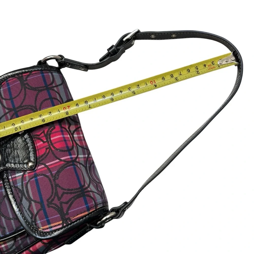 Coach F15477 vintage Y2K tartan pink purple black plaid mini legacy bag